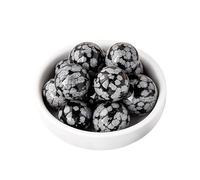FQHIDMOMX Snowflake Obsidian Crystal Ball - Sphere Balls for Witchcraft and Decorative, & Feng Shui Home Decor,10 pcs,15~20mm