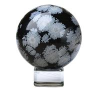 FQHIDMOMX Snowflake Obsidian Crystal Sphere Ball Gemstones Sculpture Figurine Polished Stones Feng Shui Home Office Decor,55~60mm