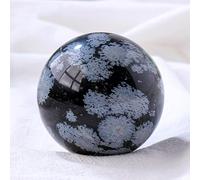 FQHIDMOMX Snowflake Obsidian Crystal Sphere Scrying Ball Quartz Polished Divination Photography Props FengShui Room Decor Ornaments,65~70mm