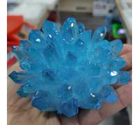 FQHIDMOMX Stone Aura Blue Crystal Cluster Modern Home Decoration(510-600g)
