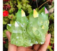 FQHIDMOMX Stone Crystal Quartz Flame Aura Cluster Ore Gift(Light Green,100-130g)