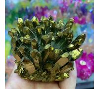 FQHIDMOMX Stone Golden Quartz Halo Crystal Cluster (800-900g)