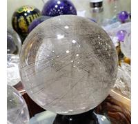 FQHIDMOMX Stone Hair Crystal Ball White Quartz Home Office Decoration(Size:4-4.5kg)