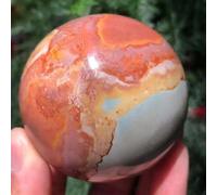 FQHIDMOMX Stone Marine Jasper Ball, Hand Cut Crystal Ball(75-80mm)