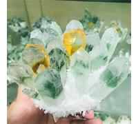 FQHIDMOMX Stone Quartz Cluster, Green Ghost Crystal, Inlaid Yellow Gift(300-400g)