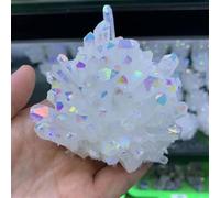 FQHIDMOMX Stone Rainbow Aura Quartz Crystal Cluster Repair Home Decor Gift(250-300g)