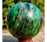 FQHIDMOMX Stone Ruby Zoisite Ball Epidote Quartz Crystal Spheres Red Green Treasure Minerals Stones Room Decorate(900-1000g)