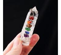FQHIDMOMX Stone Seven Crystal Chips Copper Wire Winding Clear Quartz Column Gemstone Crafts Ornaments