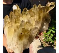FQHIDMOMX Stone Yellow Crystal Cluster Quartz Ore Specimens, Home Office Decorative(Size:200-250g)