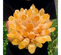 FQHIDMOMX Stone Yellow Phantom Quartz Crystal Cluster (1300-1500g)