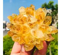 FQHIDMOMX Stone Yellow Phantom Quartz Crystal Cluster (180-250g)