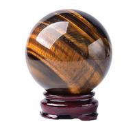 FQHIDMOMX Tiger's Eye Crystal Ball Gemstone Sphere Divination with Stand Feng Shui Aura Home Desk Decor Decorative Precious Gifts,80mm