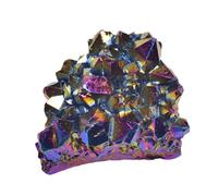 FQHIDMOMX Titanium Coated Crystal Cluster Geode Stone, Gemstone for Home Office Decoration,A