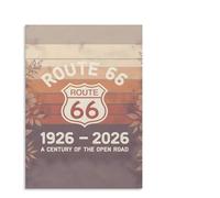 FQHIDMOMX Vintage Route 66 Sign Poster Centennial Celebration Art Print Rustic Travel Wall Decor for Americana Home Bar or Man Cave(Unframed,12x18inch(30x45cm))
