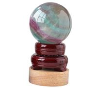 FQHIDMOMX Watermelon Fluorite Crystal Ball Purple Green Polished Sphere Interior Home Decoration with Wooden Stand,45-50mm