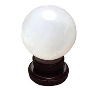 FQHIDMOMX White Calcite Ball, Crystal with Wooden Base,Magic Ornament,Crystals Gemstone Sphere for Feng Shui, Divination,13cm/5.1in