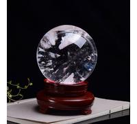 FQHIDMOMX White Clear Quartz Melting Crystal Ball Sphere Gemstone with Stand for Balancing Home Decor Prosperous Love Invite Wealth,8cm