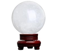 FQHIDMOMX White Quartz Crystal Ball Sphere with Stand for Lucky Wealth Protect The House Home Decor Feng Shui Ornament,80mm