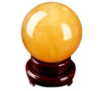 FQHIDMOMX Yellow Calcite Gemston Sphere Citrine Crystal Ball Crystals Stone Quart Sculpture Figurine Ornaments Polished Divination,12cm