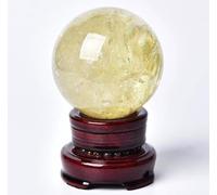 FQHIDMOMX Yellow Citrine Sphere with Base,Polished Stone Ball Ornaments,Home Decorative Crystal for Wealth, Success & Abundance,80mm