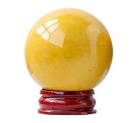 FQHIDMOMX Yellow Crystal Ball Gemstone Sphere with Stand Polished Stone for,Decoration,Witchcraft,Scrying,40~50mm