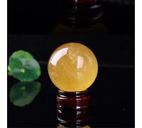 FQHIDMOMX Yellow Crystal Ball Ornaments Calcite Iceland Spar Decoration,30mm