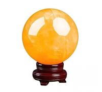 FQHIDMOMX Yellow Crystal Sphere Ball Gemstone with Stand Tabletop Sculpture Ornaments Implication Wealth and Success,150mm