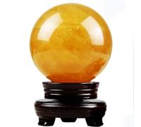 FQHIDMOMX Yellow Crystal Sphere Balls Hand Carved Quartz Gemstone Sculpture Figurine for Witchcraft, Fengshui, Altar, Divination, Decor, Gift,30mm