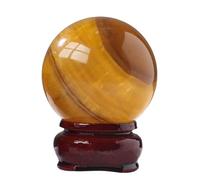 FQHIDMOMX Yellow Fluorite Ball with Stand, Crystal Sphere Fengshui for Magic/Photography/FengShui/Witchy Gifts/and Halloween Décor,45~50mm