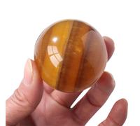 FQHIDMOMX Yellow Fluorite Crystal Ball, Crystals Gemstone Sphere, Quartz Stone Decorative Orb for Witchcraft Home Decoration,50~55mm