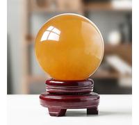 FQHIDMOMX Yellow Quartz Crystal Sphere Citrine Ball Gemstone with Stand for Divination/Chakra Balance/Yoga/Home/Office FengShui Decoration,70mm