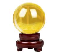 FQHIDMOMX Yellow Solid Crystal Ball with Stand Fortune Teller Mystical Photography Props FengShui Divination Spheres Decorative Glass, Wedding & Photo Prop,20cm