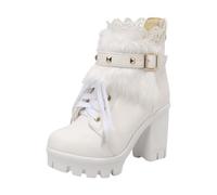 FQLGJMY Botas De Combate Góticas Punk Mujer Piel Vegana Cordones Tacón Cuadrado Botines Tobillo Suela Surcada Zapatillas Elevadoras Halloween Cosplay Fiesta Concierto Diario