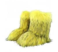 FQLGJMY Botas de nieve de piel falsa peluda zapatos peludos de invierno fuzzy de las mujeres gamuza pieles cálidas forradas medias de ternera/longitud de rodilla cómodas botas de moda de tacón plano