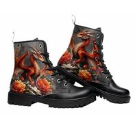 FQLGJMY Botas de tobillo para mujer con estampado de animales, luna, calavera y flores - Estilo gótico con plataforma, cordones y cuero, ideales para viajes, diario, Halloween, Navidad y fiestas