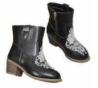 FQLGJMY Botas de Vaquera Para Niñas media Pantorrilla Punta Redonda Tacón Grueso Bordado étnico Purpurina Zapatos Montar Princesa Primavera Otoño e Invierno Niños Pequeños Unisex Fiesta Cosplay