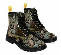 FQLGJMY Botines de Mujer Estampado Floral de Mariposas Setas y Grafitis Botas de Plataforma Estilo Gótico con Cordones Ideales Para Viajes Halloween Navidad y Fiestas