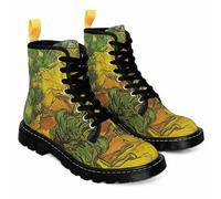 FQLGJMY Botines de Mujer Estampado Floral de Mariposas Setas y Grafitis Botas de Plataforma Estilo Gótico con Cordones Ideales Para Viajes Halloween Navidad y Fiestas