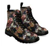FQLGJMY Botines de Mujer Estampado Floral de Mariposas Setas y Grafitis Botas de Plataforma Estilo Gótico con Cordones Ideales Para Viajes Halloween Navidad y Fiestas