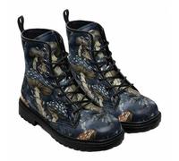 FQLGJMY Botines de Mujer Estampado Floral de Mariposas Setas y Grafitis Botas de Plataforma Estilo Gótico con Cordones Ideales Para Viajes Halloween Navidad y Fiestas