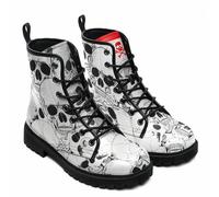 FQLGJMY Botines de Mujer Estilo Gótico Con Calavera Flores Rosas y Llamas Botines Ligeros Piel Cordones Punta Redonda Plataforma Ideales Para Combinar Jeans Vestidos un Casual El Día Viajes Fiestas