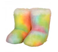 FQLGJMY Furry Faux Fur Botas de nieve de invierno fuzzy zapatos peludos de las mujeres gamuza caliente medio ternera cómodas botas de moda planas al aire libre