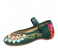 FQLGJMY Mujeres Chinos Bordados Planos asiáticos Tradicionales Mary Jane Brida Ballet Zapatos de Yoga con botón de Rana Suela de Goma