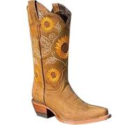 FQLGJMY Mujeres medio ternera rodilla alta vaquero botas de combate vintage diseño de flores étnicas cuero encaje hasta dedo del pie redondo grueso tacones bajos botas de cabalgado Boho invierno