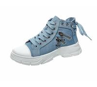 FQLGJMY Plataforma de Mujeres de Alto Alto Lienzo Colorido Moda versátil Casual Diario Zapatillas de Deporte Retro Color-Bloque Elegante Lindo Grueso Zapatos de Caminar Primavera otoño