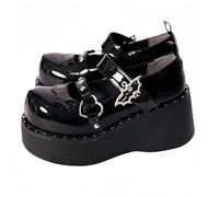 FQLGJMY Plataforma gótica de Las Mujeres Mary Jane Zapatos con Cadena Estrella corazón Vintage Dedo Redondo para Las Mujeres Correa de Tobillo Bombas de tacón Grueso Uniforme Bailes de Fiesta Zapatos