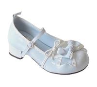 FQLGJMY Zapatos De Cuero Estilo Lolita Mary Jane para Mujer Estilo Gótico Punta Redonda Tacón De Plataforma Grueso Lazo De Encaje Estilo Punk Rock Estilo Kawaii con Vestido De Princesa Burbuja JK