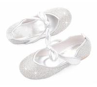 FQLGJMY Zapatos Vestir Mary Jane para Niñas Estilo Princesa Bailarina Planos Purpurina Diamantes Imitación Perlas Lazo Correa Tobillo para Fiestas Escolares Navidad Halloween Bodas Cosplay
