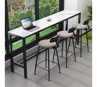 FQMYLTYN Mesa Alta de Bar, Estilo Industrial, con Tablero de Mármol y Estructura Metálica, Ideal para Cafeterías, Salas de Descanso o Entradas. No Incluye Taburetes(White,100cm/39.4")