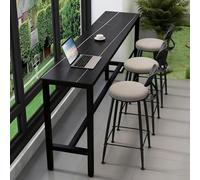 FQMYLTYN Mesa Alta de Bar, Estilo Industrial, con Tablero de Mármol y Estructura Metálica, Ideal para Cafeterías, Salas de Descanso o Entradas. No Incluye Taburetes(Black,100cm/39.4")